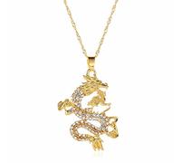Dragon Necklaces Pendants for Women Zodiac Necklace Gold Color Jewelry Water Wave Chain Cubic Zirconia Mascot Ornaments - Gold Very Attractive Treatment