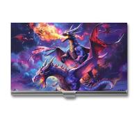 Dragon Night Castle Novelty Business Card Holders Slim Metal Credit Name Cards Case Wallet Organizer for Men Women 3.7" X 2.2" X 0.3"