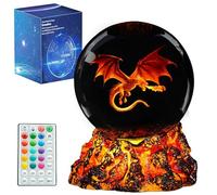 Dragon Night Light, 3.15 Inch (80mm) K9 Crystal Upgraded Volcanic Lava Base 3D Lamp with Remote 16 Color for Birthday Xmas Cool Figurines Dragon Gifts for Room Decor Boys Girls