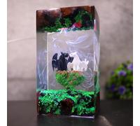 Dragon Ocean Epoxy Resin Lamp - Resin Art Night Light with 16 Color LED, USB Powered Dragon Desk Lamp with Wooden Base & Remote,Handmade Gift for Christmas, New Year (14.*7.5 * 7.5cm)