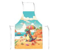 Dragon On A Beach Holiday Apron Warren Reed - Designer Yellow One Size