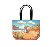 Dragon On A Beach Holiday Beach Shopper Tote Bag Warren Reed - Designer Yellow One Size