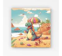 Dragon On A Beach Holiday Canvas Warren Reed - Designer Yellow W16 inch x H16 inch