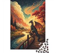 Dragon on A Bridge Overlooking A River 1000 Piece Jigsaw Puzzle, 70x50cm/1000pcs, for Adults, Quiet Home Activity, Focused Puzzle Time And Time at Home