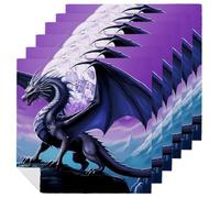 Dragon on Mountain Moon Cloth Napkin for Dinner Party 6 PCS