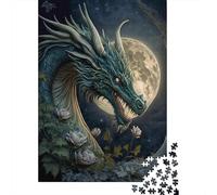 Dragon on The Moon Puzzle Friendly Materials 100% Recycled Cardboard Jigsaw Puzzle for Women Men Unique Gift 1000pcs (38x26cm)