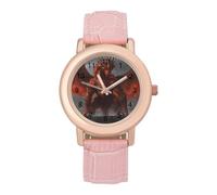 Dragon on The Platform Women’s Watch Quartz Wristwatch Analog with Leather Strap for Office