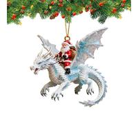 Dragon Ornament - 2D Santa Riding a Dragon Pendant | Christmas Ornament - for Holiday Home Wall Window Backpack Celebration Winter Seasonal Display