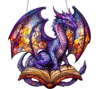 Dragon Ornament, Acrylic Dragon Suncatchers for Windows Hanging, 5.9 Inch Book Dragon Sun Catcher, Hanging Book Dragon Ornament for Home Garden Party Decor