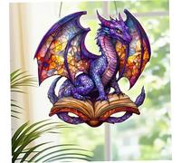 Dragon Ornament, Acrylic Dragon Suncatchers for Windows Hanging, 5.9 Inch Book Sun Catcher, Hanging Book Ornament for Home Garden Party Decor, Sun Catcher
