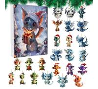 Dragon Ornament , Dragon 2024 | 24 Days Christmas Countdown Calendar - 2D Acrylic Dragon Decorations for the Christmas Tree, Christmas Collectible