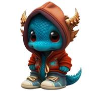 Dragon Ornament Hooded Dressed Simulation Cartoon 5inch Resin Dragon Statue Cute Unfading Home Office Tabletop Shelf Dragon Decor for Halloween Christmas Coffee.