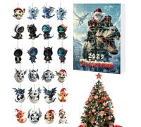 Dragon Ornaments Advent - 24 PCS Acrylic Dragons, 10.24x7.09 Inches Christmas Countdown, Fun Holiday Decors | Kids Adults Countdown, Flat Tree Hanging, Car Mirror, Wall Party Decor