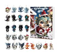Dragon Ornaments Advent - 2D Acrylic Cute Dragon Baby Ornament 24 Days Advent - 2025 Merry Christmas Countdown Calendar Animal Pendant for Rearview Mirror Wall Window Tree Door