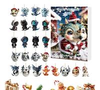 Dragon Ornaments Advent - Dragon Christmas Ornaments | Countdown Calenders | 24 Days Dragons Baby 2D Acrylic Pendent For Kids Adults, Tree Car Rearview Mirror Christmas Party Wall Decoration