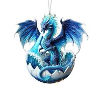 Dragon Ornaments Christmas Tree - Acrylic Fantasy Pendant, Vintage Egg Decor, Dinosaur Inspired Hanging Decoration, Magic Mythical Ornament, Unique Holiday Accessory for the Living Room
