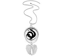 Dragon Outline China Chinese Pattern Pendant Angel Wings Rotating Necklace Jewelry