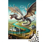 Dragon Over Islamic Cityscape 1000-Piece Puzzle for Adults, 70x50cm/1000pcs, A Quiet Challenge for Solo Leisure Time; Low-dust White Cardboard Pieces