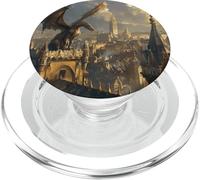 Dragon Overlooking a Golden Gothic City at Sunrise PopSockets PopGrip for MagSafe