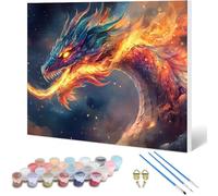 Dragon Paint by Numbers Animal Painting by Numbers for Adults Beginner DIY Digital Painting Hobbies for Adults Women with 3 Brush and Acrylic Paints Kit for Home Decor, Gifts 20x16inch -hjw25010UX
