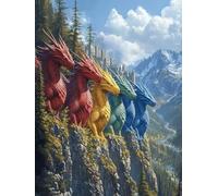 Dragon Paint by Numbers for Adults, Landscape Painting by Numbers DIY Color Oil Painting Hobbies for Adults Women with Acrylic Paint Brush Set for Room Decor, Wall Art, Gifts 32x48inch -zjn25072I