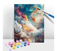 Dragon Paint by Numbers for Adults, Painting by Numbers for Kids 6-12, Paint by Number Canvas Kits Myth with Brushes Acrylic Pigment, DIY Color Oil Painting for Gifts Home Wall Decor 20x28 Inch T-476