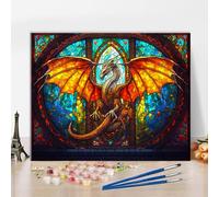 Dragon Paint by Numbers for Adults Stained Glass Drawing Beginner Painting