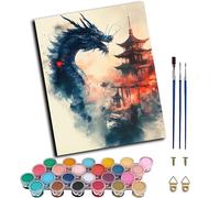 Dragon Paint by Numbers for Adults with Frame, Paint by Numbers Kits on Canvas Architecture, DIY Crafts for Adults Oil Painting Art Kits with Brushes, Home Wall Decor, Gifts for Women 90x120cm W-4655