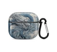 Dragon Pattern Bluetooth Earbuds Case Cover Full Body Shockproof Protection Hard Case Support Wireless Charging with Keychain Personalized Gift for AirPods 3