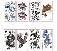 Dragon pattern tattoo stickers waterproof male lasting scorpion eagle wolf head arm Halloween chest back senior stickers