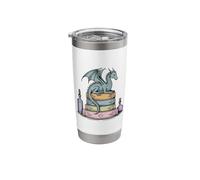 Dragon Perched On A Stack of Books Fantasy Novels Bookworm Stainless Steel Insulated Tumbler