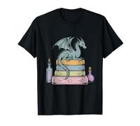 Dragon Perched On A Stack Of Books Fantasy Novels Bookworm T-Shirt