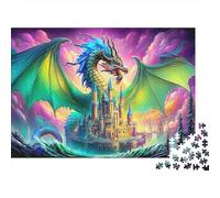 Dragon Phoenix 1000 Piece Colorful Dragon with Castle Backdrop Jigsaws Puzzles for Adults And Kids Family Educational Games 1000 Pieces Beautiful Decoration for Women, Gifts for Men 70x50cm/1000pcs
