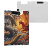 Dragon Phoenix Clipboard a4 Clip Board Foldover Document Folder Files for Paperwork with Clips Lightweight Plastic