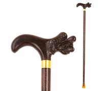 Dragon & Phoenix Head Collectibles Wooden Cane Walking Stick with Rubber Tip for Men and Women Ergonomic - Gift for Elders(Dragon head style,Ht.171-175 cm)