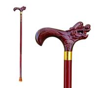 Dragon & Phoenix Head Wood Carved Walking Stick, Premium Rosewood, Ergonomic Traditional Style, Unisex Cane - Gift for Elders(Dragon head style,Ht. 176-180 cm)