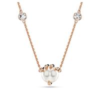 Dragon & Phoenix pendant, Crystal pearls, Dragon’s claw, White, Rose gold-tone plated