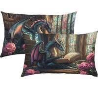 Dragon Pillow Cover 50x70cm - 2-Pack Waterproof Outdoor Cushion Covers with Zipper Soft Microfiber Trendy Plush Pillowcase for Living Room Sofa Bed K3-328