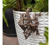 Dragon Planter Pot Flower 4.3'' x 3.82'' Climbing Animal Figurine, Resin Statue and Decorative Sculpture for Vase, Plant Hanger, Garden Outdoor Stone Decor, Patio Lawn Yard Ornaments (Antique Bronze)