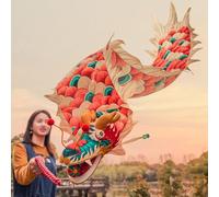 Dragon Poi Dance Dragon Ribbon Set for Beginner, 6.5 ft / 13 ft Long Washable Dragon Flinging Poi with Travel Bag, Event Celebration Stage Prop for Juggling ( Color : Style1 , Size : 4 m (13 ft) )