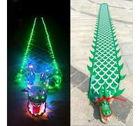 Dragon Poi LED, Dragon Poi Light Up, Luminous Square Exercise Dragons Dance Ribbon Streamer With 3D Dragons Head, Flow Rope With Lights For Chinese Festivals Celebration Dance Party(Green5m/16.4ft)