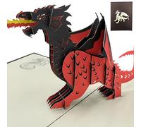 Dragon Pop Up Card, 3D Pop Up Cards Using USA Laser Cut Technology, Dragon-Themed Pop Up Card with Fire-Breathing Design for Birthday, Christmas, Anniversary