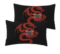 Dragon Premium Linen-Look Pillow Cover Set â€“ 2-Pack 12x20 Inch Decorative Throw Pillow Covers, Double-Sided Full-Print Design, 100% Polyester Fabric For Indoor & Outdoor Use