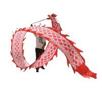 Dragon Print Dance Streamers, Dragon Head Exercise Floating Ribbon, Chinese Sports Fitness Dragons Dance Ribbon, Fitness Equipment, for Festival Party, Celebration Performance(Red,8m/26.2ft)