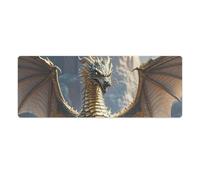 Dragon Purple Moon Desk Mat 30x80cm, Non-Slip Rubber Base with Stitched Edges, Waterproof Desk Pad for Keyboard & Mouse, Large Mouse Pad for Office Gaming