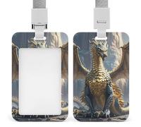 Dragon Purple Moon ID Badge Holder with & Lanyard - Durable ABS Plastic, Vertical ID Card Holders, Waterproof Badge Reel for Nurse, Teacher, Office & Gym