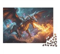 Dragon Queen 1000 Piece Jigsaw Puzzles Recycled Dragon Battle Senior Puzzles Family Gaming Time Props Party Game Props for Adults And Age 10 Up 52x38cm/1000pcs