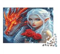 Dragon Queen Fantasy_1 Jigsaw Puzzles Puzzle for Adults Kids. 1000 Pieces Impossible Challenge Toy Educational Game Home Decoration for Adults& Kids Age 14 Years Up 38x26cm/1000pcs