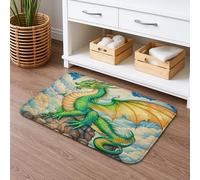 Dragon Quick Dry Bath Mat, Colorful Mythical Creature Absorbent Non Slip Shower Rug, Artistic Memory Foam Washable Bath Mats for Bathroom Decorative 16x24 Inch