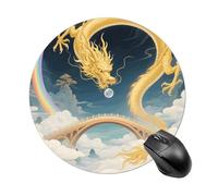 Dragon Rainbow Bridge Round Mouse Pad 7.8 Inch, Portable Gaming Mouse Mat with Non-Slip Rubber Base & Smooth Surface, Waterproof Mousepad for PC, Laptop, Computer, Office, Home